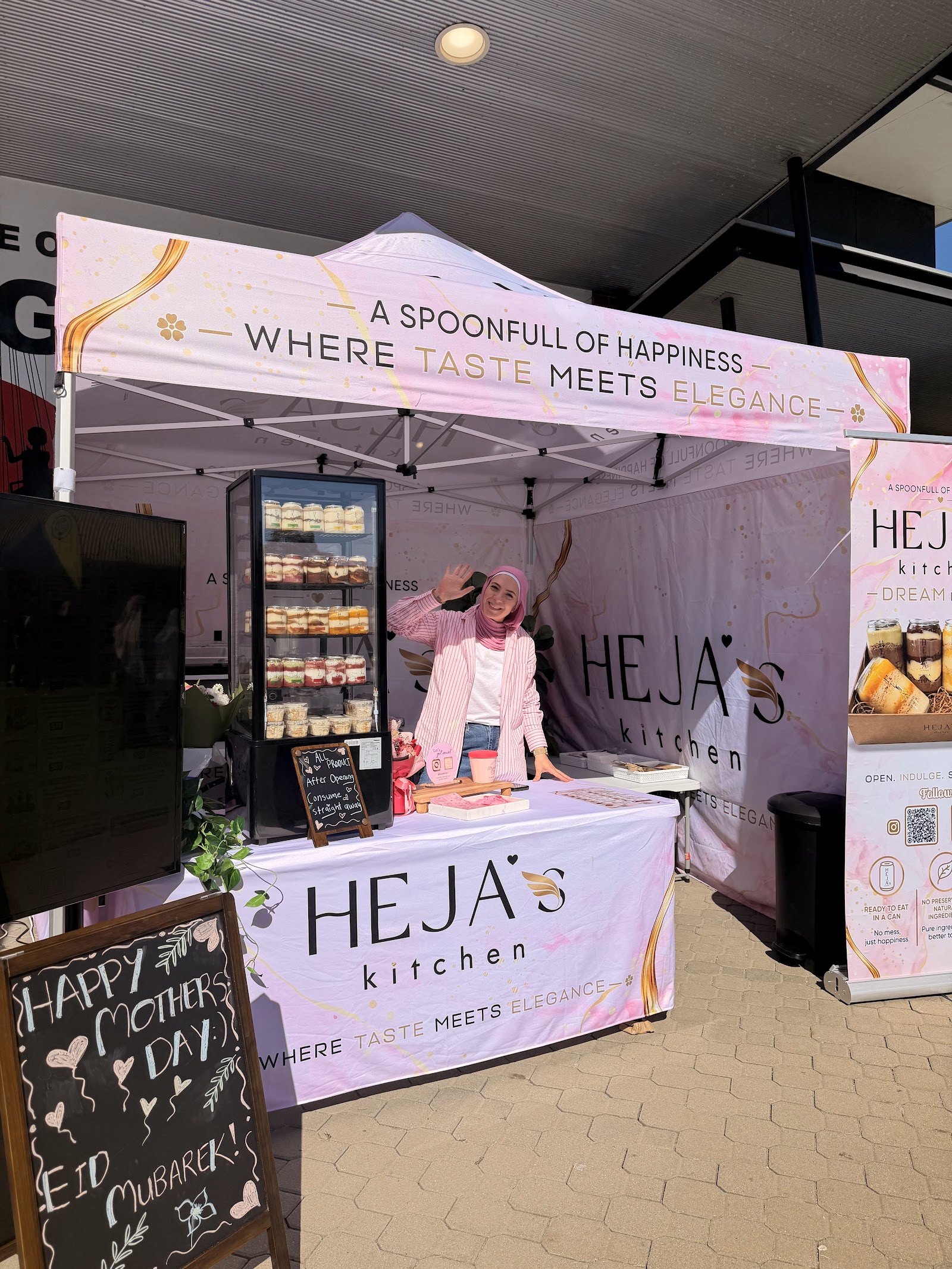 Heja’s Kitchen pink stall at a Perth event