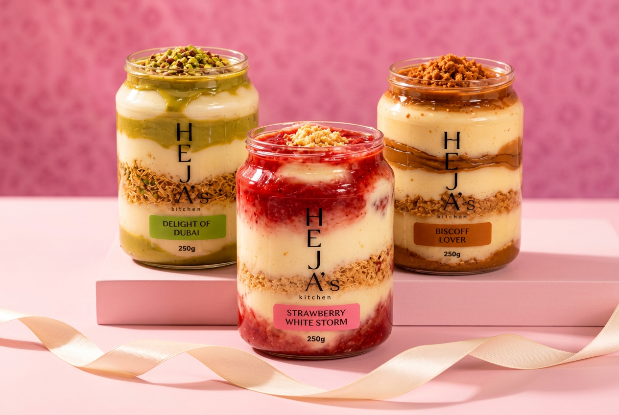 Strawberry White Storm, Delight of Dubai and Biscoff Lover arranged for the Heja’s Kitchen collection